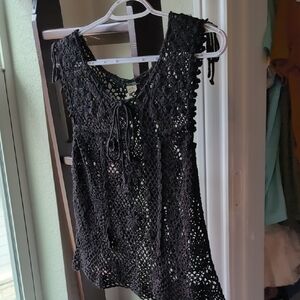 Elegant Black Crochet Women's Top